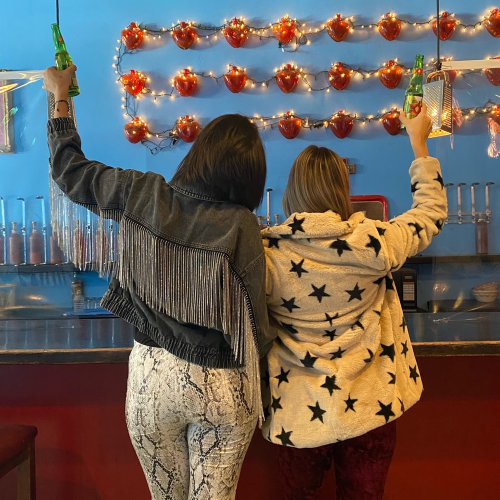 ✨ON SALE✨I’m On The List Star Print Faux Fur Coat - Picture 5 of 6